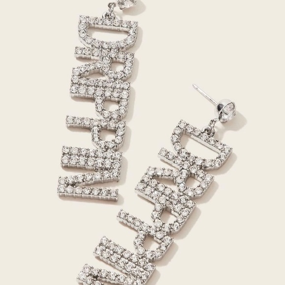 Silver dimond DRIPPIN earrings - Picture 2 of 3